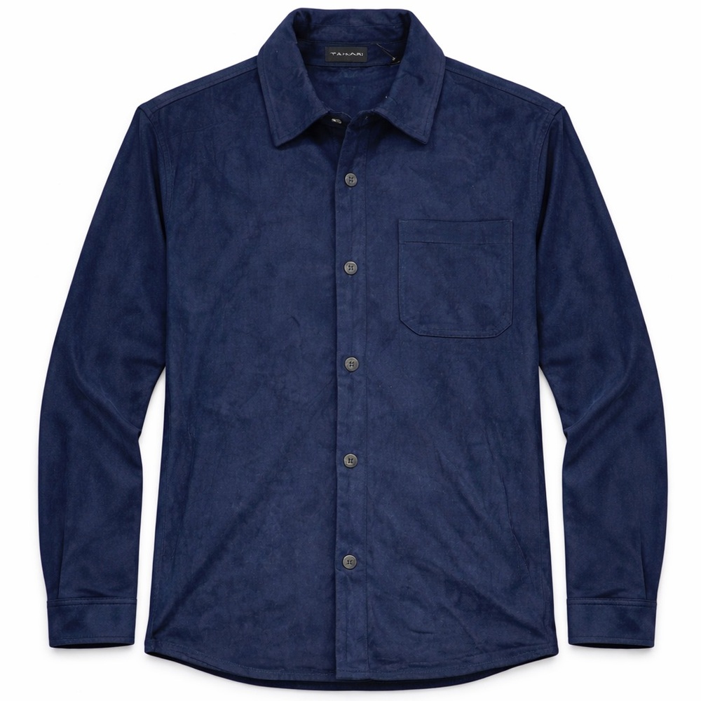 Tahari Men’s Navy Faux Leather Shirt Medium NWT